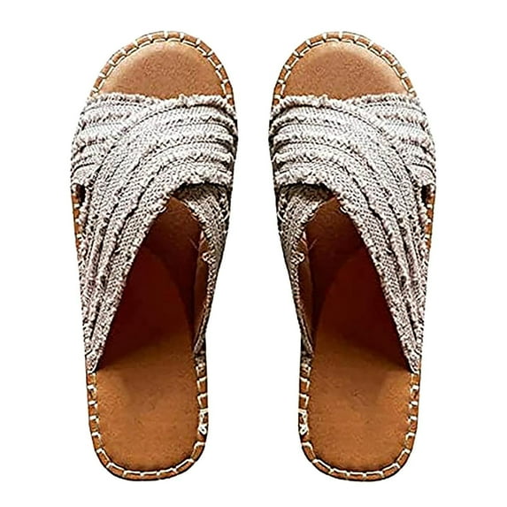 VerPetridure Women’s Flat Sandals Comfortable Criss-Cross Bow Dressy Soft Straps Summer Walking Sandals Size 5.5