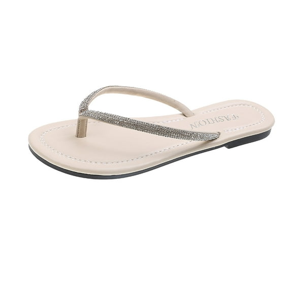 VerPetridure Women's Rhinestone Glitter Flip Flop Sandals Open Post Flat Thongs Sandals Size 8.5