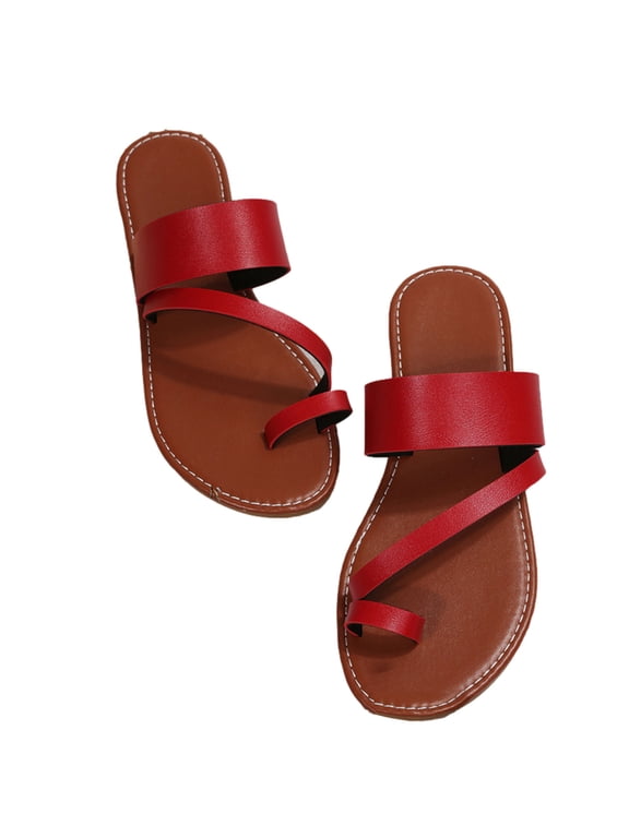 Women's Slide Sandals Slip On Flat Sandals Flip Flop Thong Sandals Casual Summer Sandals Size 7