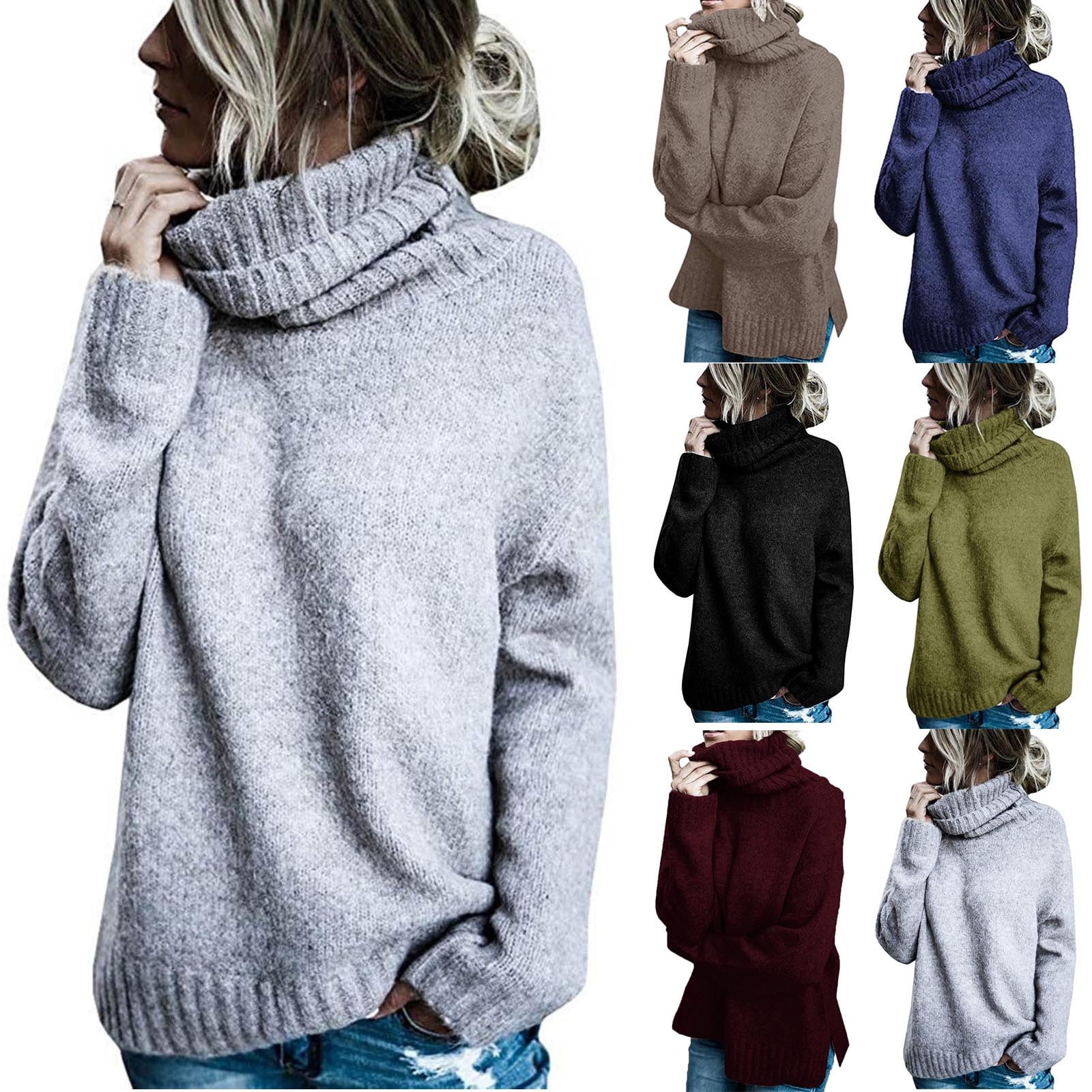 Winter Solid Color Loose Turtleneck Women's Pullover Sweater