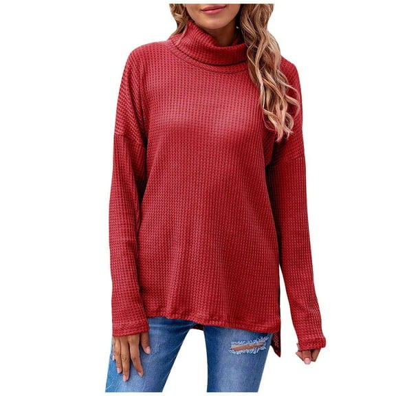 Utoimkio Women's Turtleneck Pullover Sweaters for Women Loose Long Sleeve Solid Sweaters Winter Sweater Outwear Jumper Tops