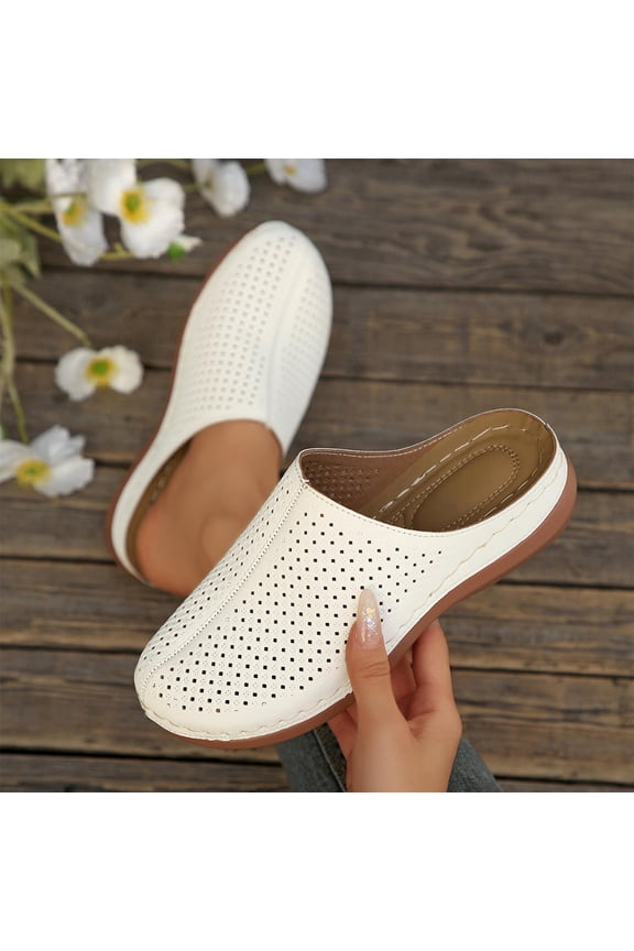 Clogs for Women Mules Shoes, Comfortable Slip On Closed Toe Sandals Summer Casual Walking Platform Slides, White Size 6