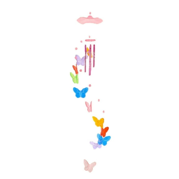 VerPetridure Colorful Butterfly Wind Chimes Metal Aluminum Tube Plastic Wind Chimes Pendant Pendant Garden Decoration Wind Chimes Pink Butterfly Wind Chimes Color Wind Chimes Outdoor Garden Decoratio