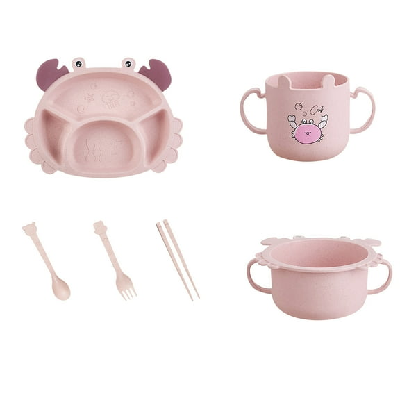 VerPetridure Crab Feeding Set For Kids Includes Plate,Bowl,Cup,Fork,Spoon and Chopsticks