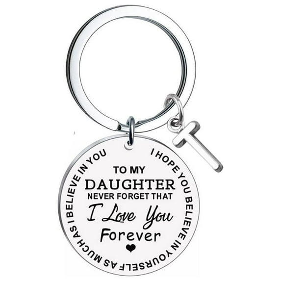 VerPetridure Creative DIY To My Daughter Stainless Steel Last Name 26 Letter Keychain 2.5cm
