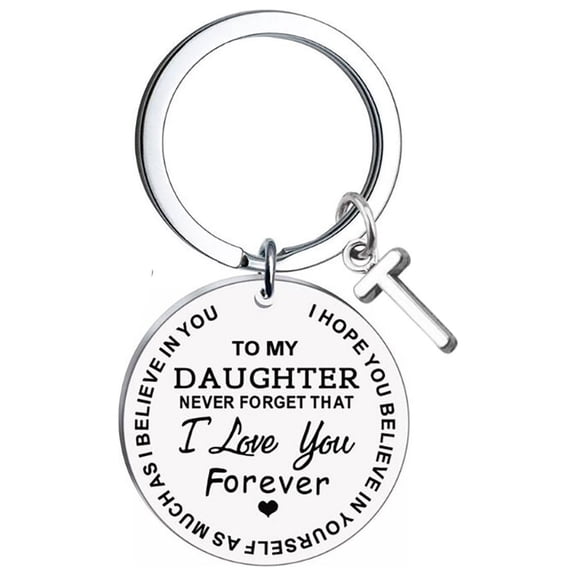 VerPetridure Creative DIY To My Daughter Stainless Steel Last Name 26 Letter Keychain 2.5cm