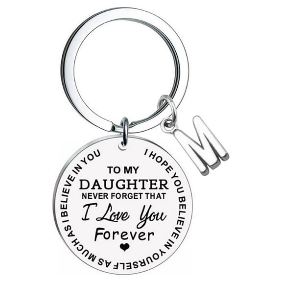 VerPetridure Creative DIY To My Daughter Stainless Steel Last Name 26 Letter Keychain 2.5cm