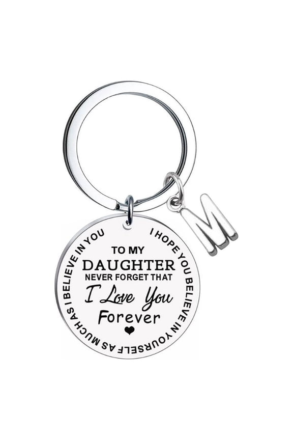 Creative DIY To My Daughter Stainless Steel Last Name 26 Letter Keychain 2.5cm