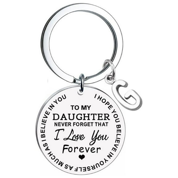 VerPetridure Creative DIY To My Daughter Stainless Steel Last Name 26 Letter Keychain 2.5cm