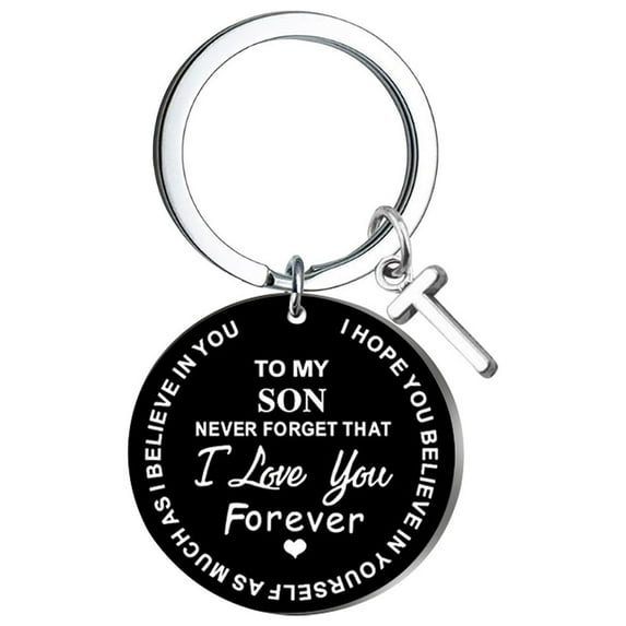 VerPetridure Creative DIY To My SON Black Stainless Steel Last Name 26 Letter Keychain 2.5cm