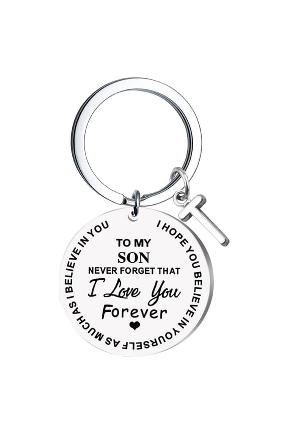 Creative DIY To My SON Stainless Steel Last Name 26 Letter Keychain 2.5cm