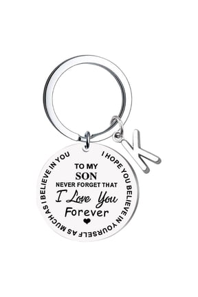 Creative DIY To My SON Stainless Steel Last Name 26 Letter Keychain 2.5cm