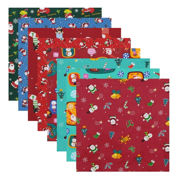 VerPetridure DIY Hand Stitched Children's Cotton Printed Christmas Elements Handkerchief 8pcs