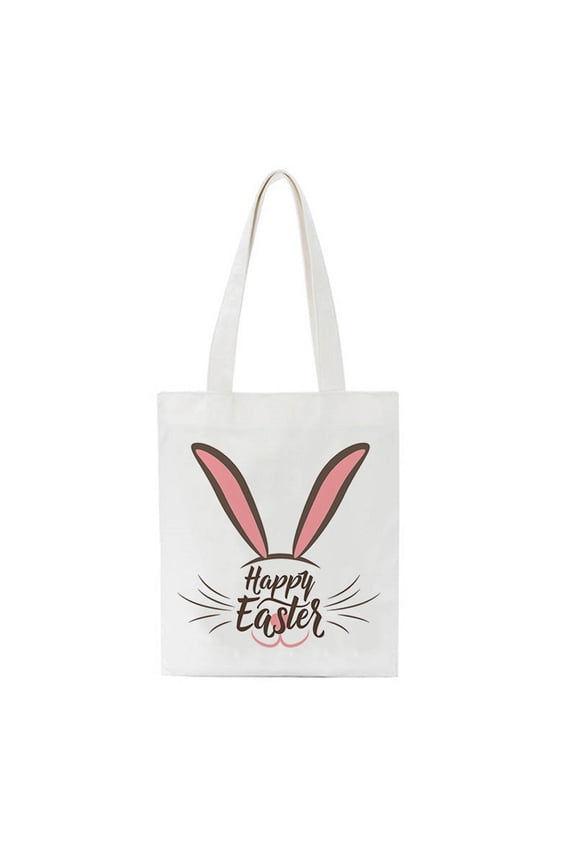 Easter Canvas Bag Easter Bunny Basket Bags for Kids,Canvas Cotton Personalized Candy Basket Rabbit