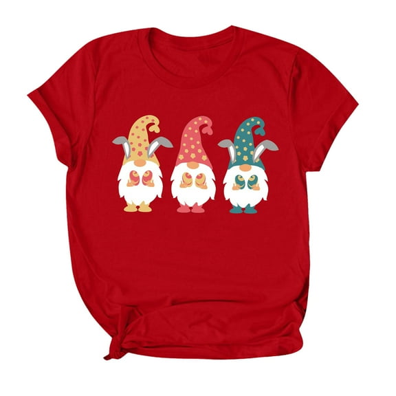 Utoimkio Easter Day Shirts Short Sleeve Printed Tee Tops Bunny T-Shirt Plus Size Women's Fashion Easter Goblin Print Crew Neck Loose Short Sleeve Blouse Top