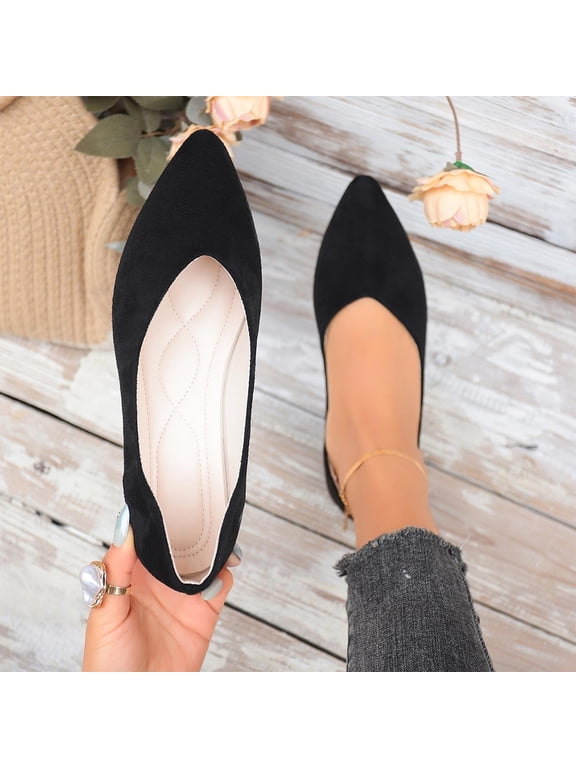 Flat Shoes for Women Slip On Comfortable Walking Ballerina Shoes Ladies Cute Ballet Flats Pumps Low Wedge Shoes, Black Size 8.5