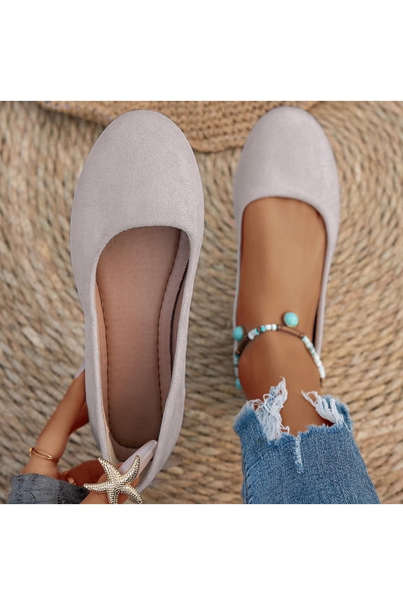 Flats for Women Round Toe Flat Shoes Dressy Black Ballet Flats Comfortable Womens Dress Shoes Ballerina Flats for Work, Beige Size 7.5