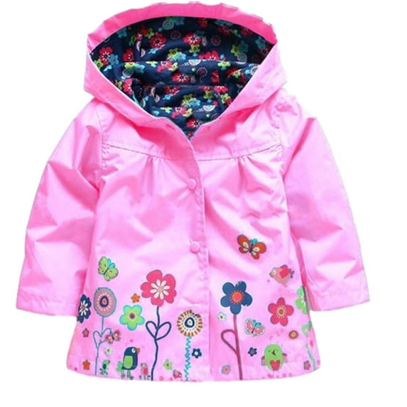 VerPetridure Girl Baby Kids Lightweight Waterproof Rain Jacket Hooded Coat Toddler Outdoor Floral Print Casual Outwear Raincoat Windbreaker Hoodies for Kids