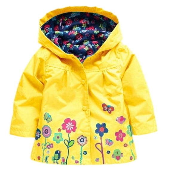VerPetridure Girl Baby Kids Lightweight Waterproof Rain Jacket Hooded Coat Toddler Outdoor Floral Print Casual Outwear Raincoat Windbreaker Hoodies for Kids