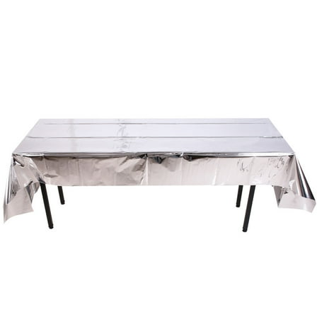 VerPetridure Glossy Disposable Tablecloth Party Party Decoration Products Foil Tablecloth Silver Leaveable Tablecloth Christmas Party Decoration Foil Tablecloth