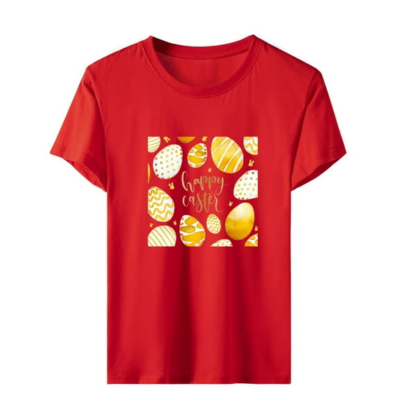Utoimkio Happy Easter T-Shirt Bunny Shirt for Women Short Sleeve Tee Tops Summer T Shirts Tech Stretch Women's Fashion Crew Neck Short Sleeve Easter Print Tops