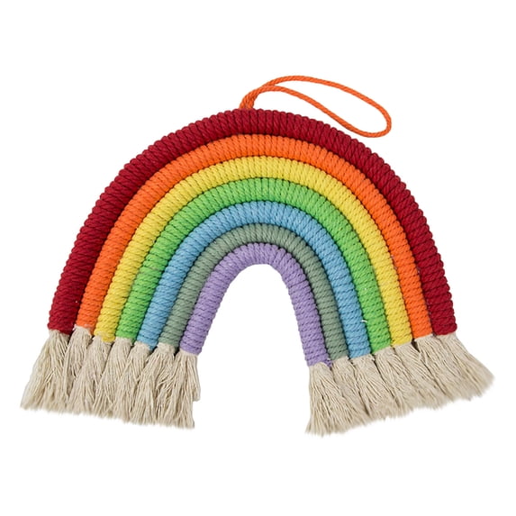 VerPetridure Home Weaving 7 Colors Ornament Rainbow Handwoven Ornament Tassel Decoration Wall Hanging Home Woven 7-color Tapestry Rainbow Hand Woven Tassels Decorative Wall Hanging