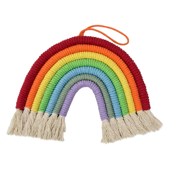 VerPetridure Home Weaving 7 Colors Ornament Rainbow Handwoven Ornament Tassel Decoration Wall Hanging Home Woven 7-color Tapestry Rainbow Hand Woven Tassels Decorative Wall Hanging