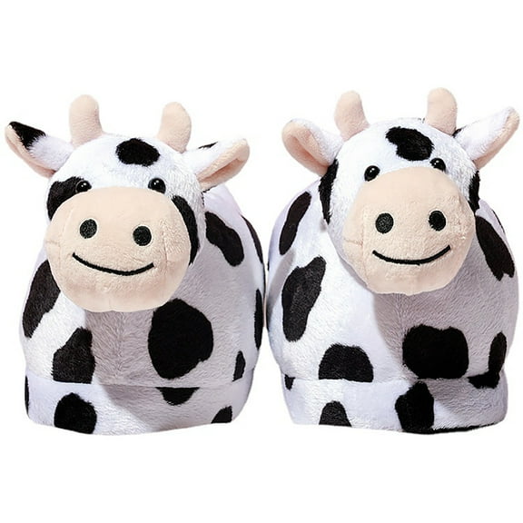VerPetridure House Slippers for Women Men Fuzzy Slippers Cute Plush Cow Warm And Thick Slippers, Non-slip Comfortable Household Cotton Shoes