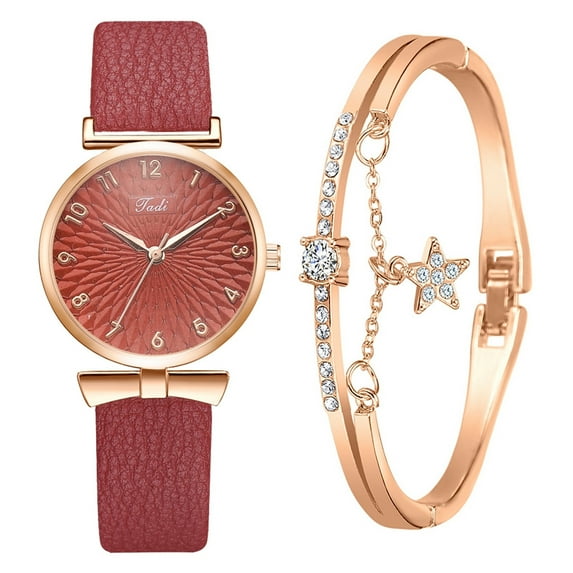 VerPetridure Jadi European And American Style Gold Dial Ladies Bracelet Watch Set
