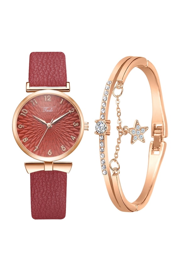 Jadi European And American Style Gold Dial Ladies Bracelet Watch Set