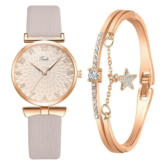 VerPetridure Jadi European And American Style Gold Dial Ladies Bracelet Watch Set