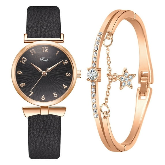 VerPetridure Jadi European And American Style Gold Dial Ladies Bracelet Watch Set
