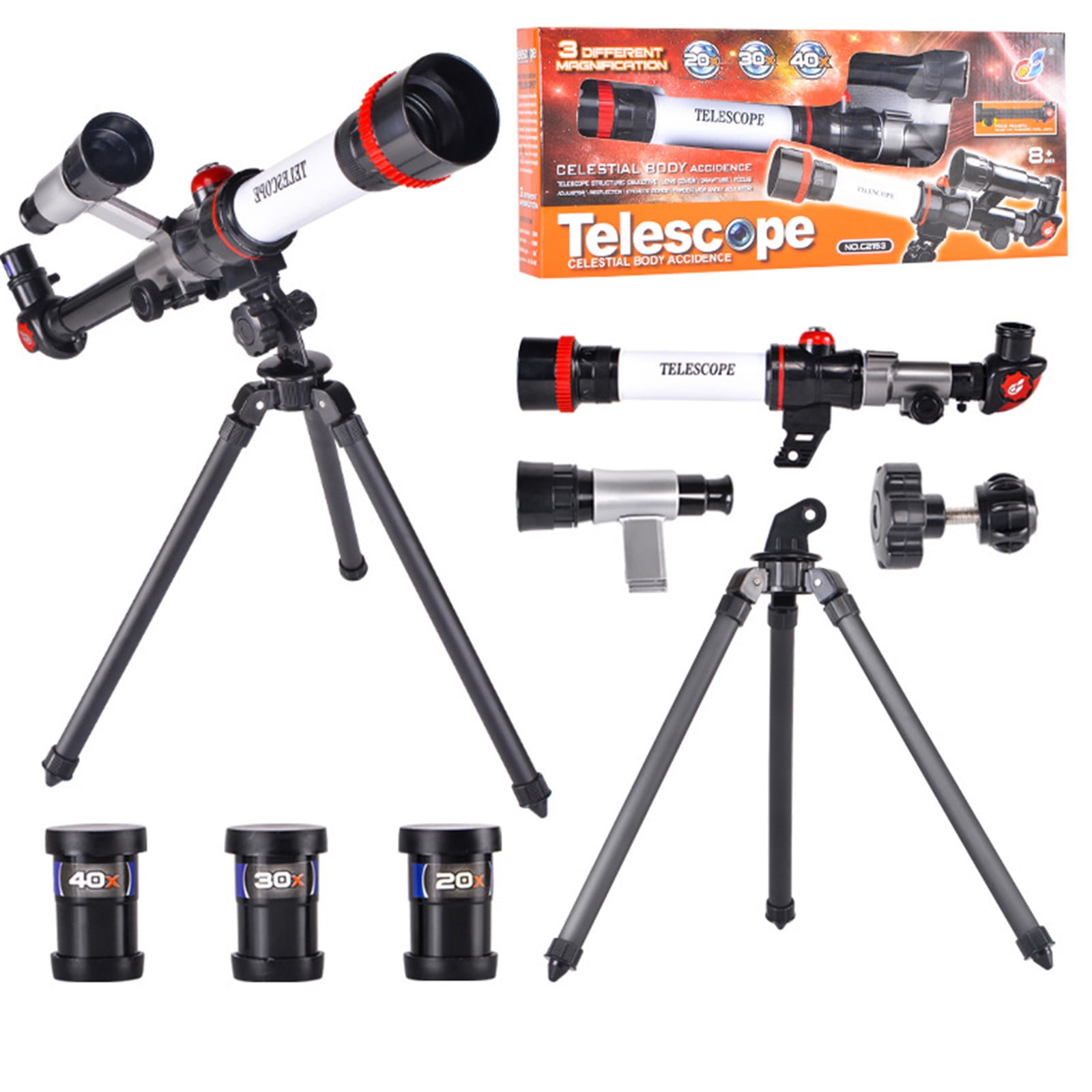 VerPetridure Kids Astronomical Telescope 40 Times Telescope,60mm Aperture Astronomical Refracting Telescope for Kids Beginners,Outdoor Travel Telescope Travel Accessories