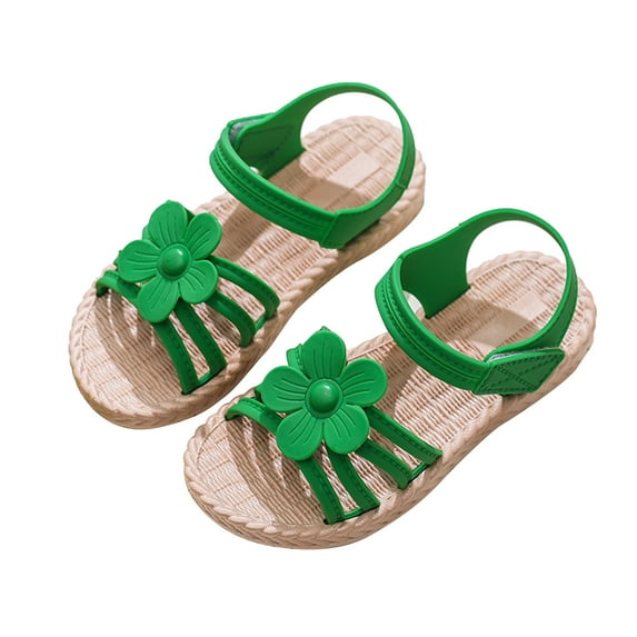 Utoimkio Kids Sandals Under $10 Toddler Girls Shoes PVC Weave Flowers Non-slip Shoes Soft Kid Hollow Out Sandals