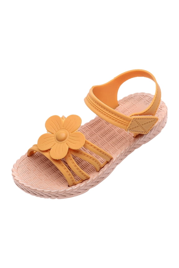 Kids Sandals for Girls Toddler Girls Shoes PVC Weave Flowers Non-slip Shoes Soft Kid Hollow Out Sandals