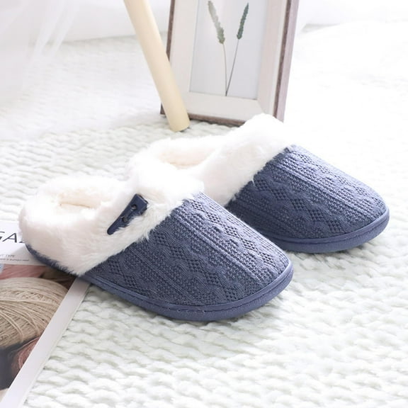VerPetridure Ladies Memory Foam Slippers Non-slip Rubber Bottom Ladies Home Slippers Warm Plush Lining Bedroom Comfortable Home Shoes