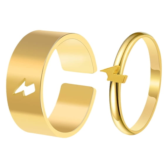 VerPetridure Ladies Ring Geometric Ring Set Opening Jewelry Ladies Fashion Geometric Lightning Ring Set Opening Adjustable Jewelry