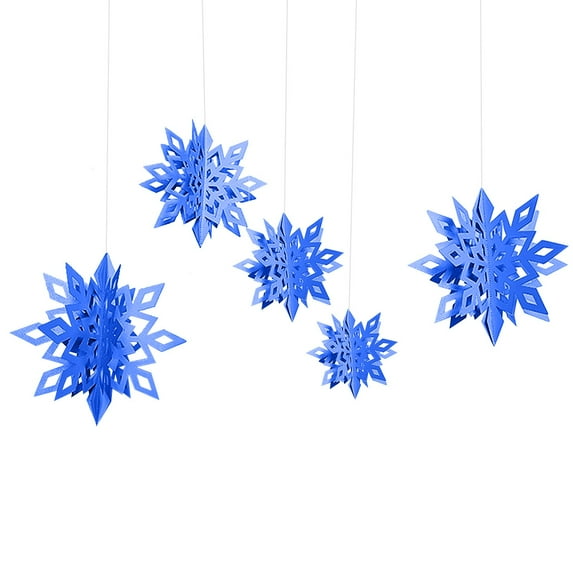 VerPetridure Large Cardboard Three-Dimensional Snowflake Ornament--Dark Blue Home Decor 6Pcs/set Large Cardboard 3D Snowflake Ornaments Set Christmas