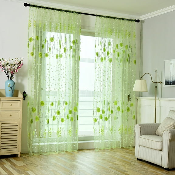 VerPetridure Leaves Sheer Curtain Tulle Window Treatment Voile Drape Valance 1 Panel Fabric