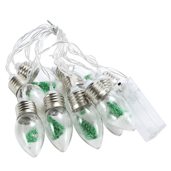 VerPetridure Light Bulb with Snow Wishing Bottle Christmas Tree Light String Copper Wire Battery Box Christmas Home 1.5 Meters 10 Lights (with Box)