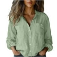 thumbnail image 1 of VerPetridure Linen Shirts for Women Summer Long Sleeve Lapel Button Down Blouse Lightweight Gauze Loose Casual Fashion Shirt Clothes, 1 of 6