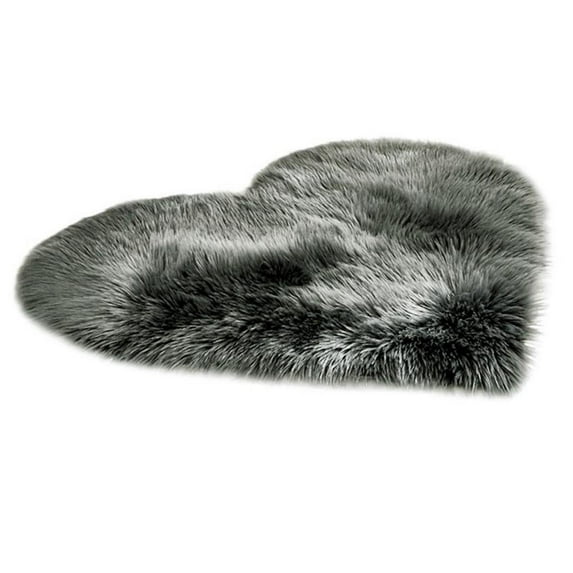 VerPetridure Love Imitation Wool Rug Pet Blanket Heart Shape 40X50Cm (Dark Grey) Wool Imitation Sheepskin Rugs Faux Non Slip Bedroom Shaggy Carpet Mats