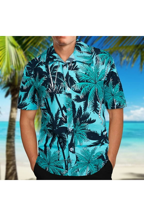 Men's Casual Hawaiian Shirts Short Sleeve Button Down T Shirts Summer Tropical Beach Floral Shirts