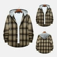thumbnail image 1 of Utoimkio Men's Hooded Shirt Jacket Flannel Shirts Quilted Lined Long Sleeve Casual Buffalo Plaid Button Down Shirt Winter Warm Coat, 1 of 9
