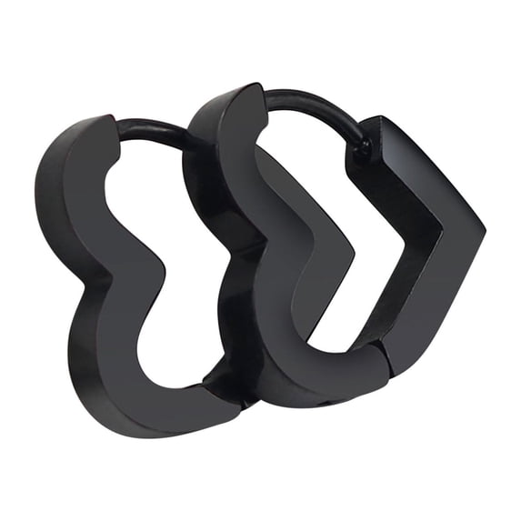 VerPetridure Men's Women Punk Stainless Steel Geometry Shape Design Hoop Earrings Geometric Titanium Stud Earrings Heart