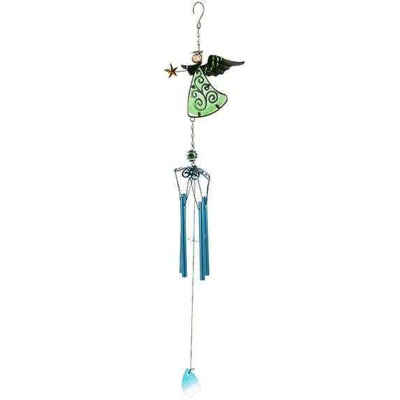 VerPetridure Metal Angel Painted Wind Chime Ornament (Wind Chime Tube) Green Retro Metal Bell Angel Wind Chime Ornaments Creative Balcony Courtyard