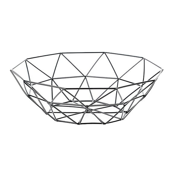 VerPetridure Metal Fruit Basket Iron Fruit Plate Home Storage Supplies Snack Storage Basket Black Small Geometric Fruit Vegetable Wire Basket Metal Bowl Kitchen Storage Desktop Display