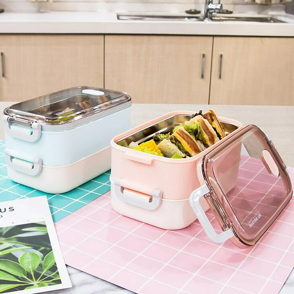 VerPetridure Microwave Lunch Box Japanese Wood Bento Box 2 Layer Container Storage New