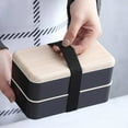 thumbnail image 1 of VerPetridure Microwave Lunch Box Japanese Wood Bento Box 2 Layer Container Storage New, 1 of 8