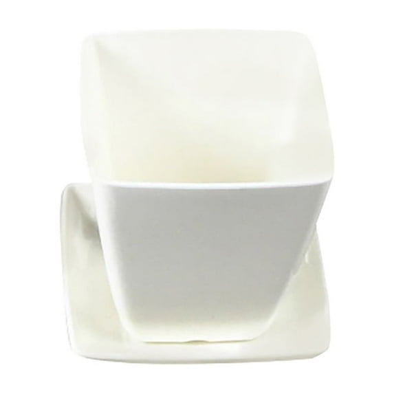 VerPetridure Mini Resin Flower Pot Imitation Ceramic Plastic Flower Pot Square White Mini Square Plastic Plant Flower Pot Garden Home Office Decor NurseryVA